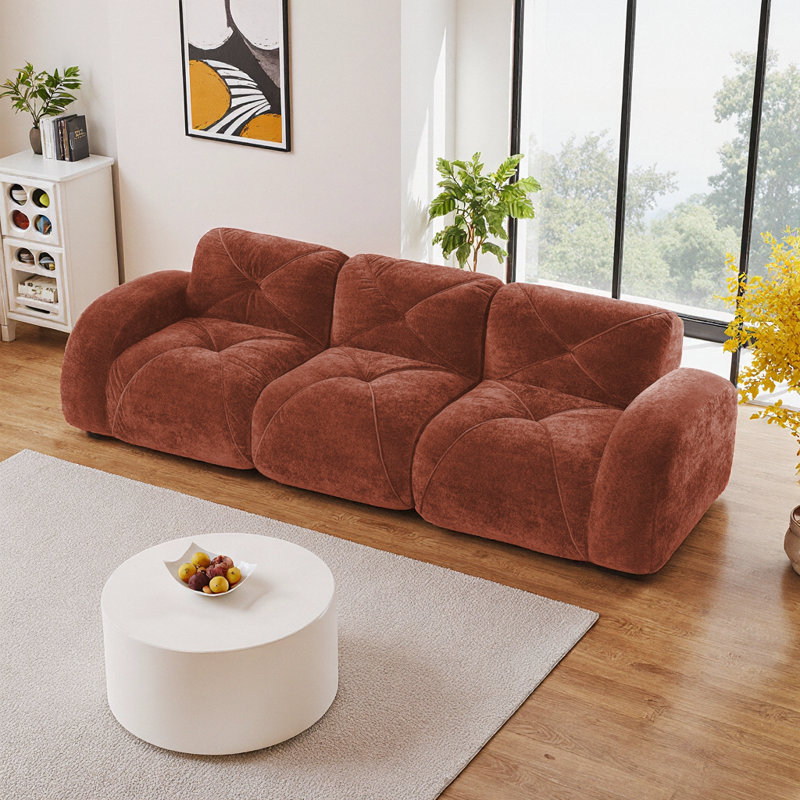 Canapé modulaire de luxe modulaire en tissu d'ameublement en velours, sans assemblage, de conception ergonomique Syrova, 3
