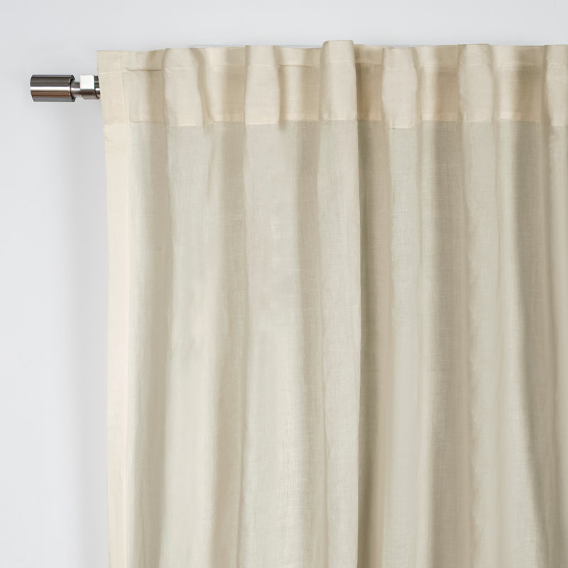 Linen Blend Semi Sheer Rod Pocket And Back Tab Curtain (Single Panel), 52" W x 108" L, Oatmeal