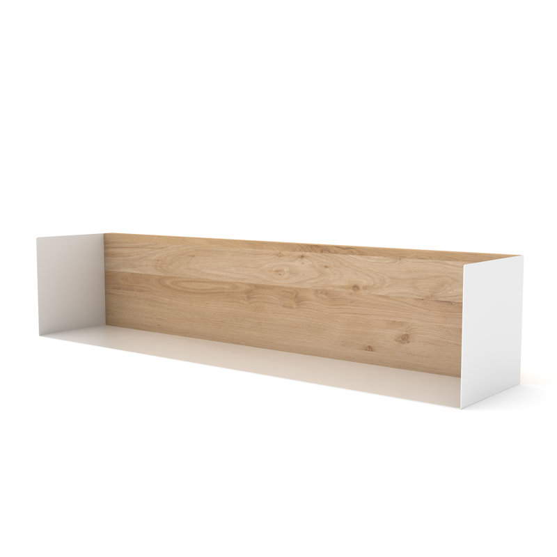 U Oak Solid Wood Accent Shelf, 5.9" H x 27.6" W x 5.9" D, White