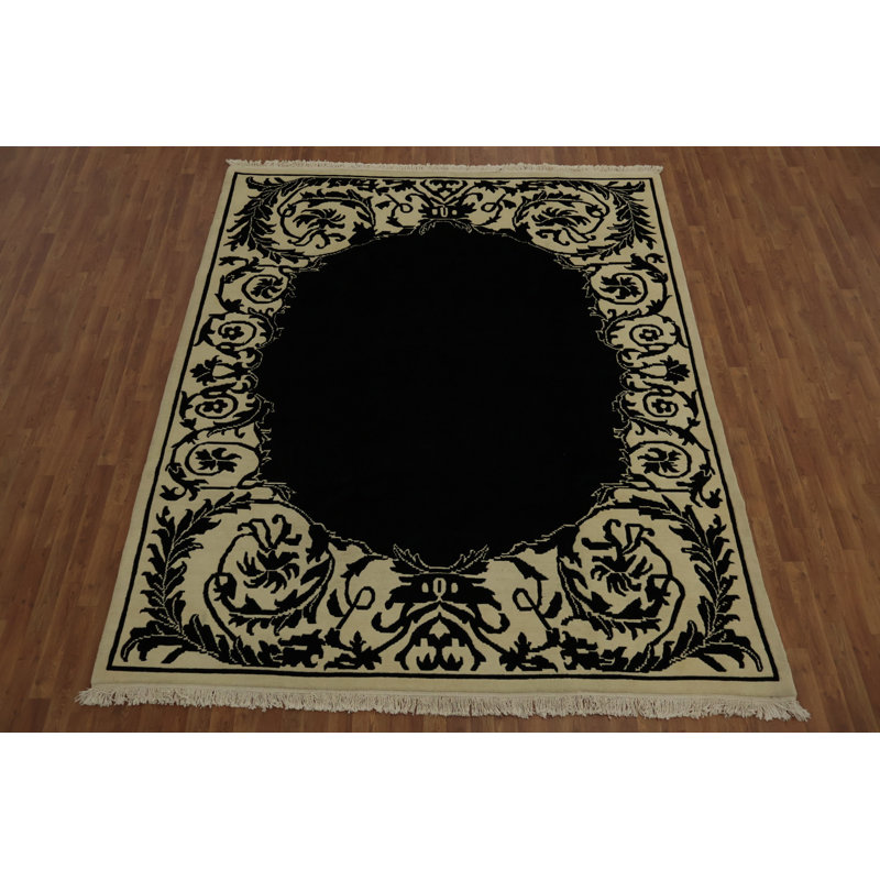 Tapis népalais ivoire et noir 8 x 10 pour Elegant Homes
