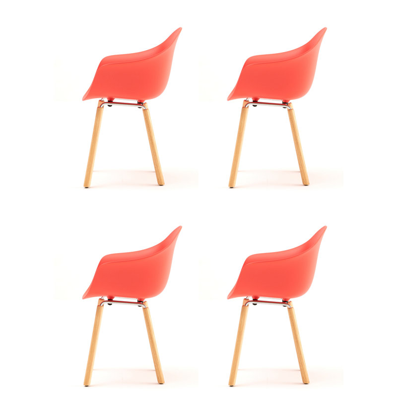 TA Armchair (Set of 4), Red/Natural
