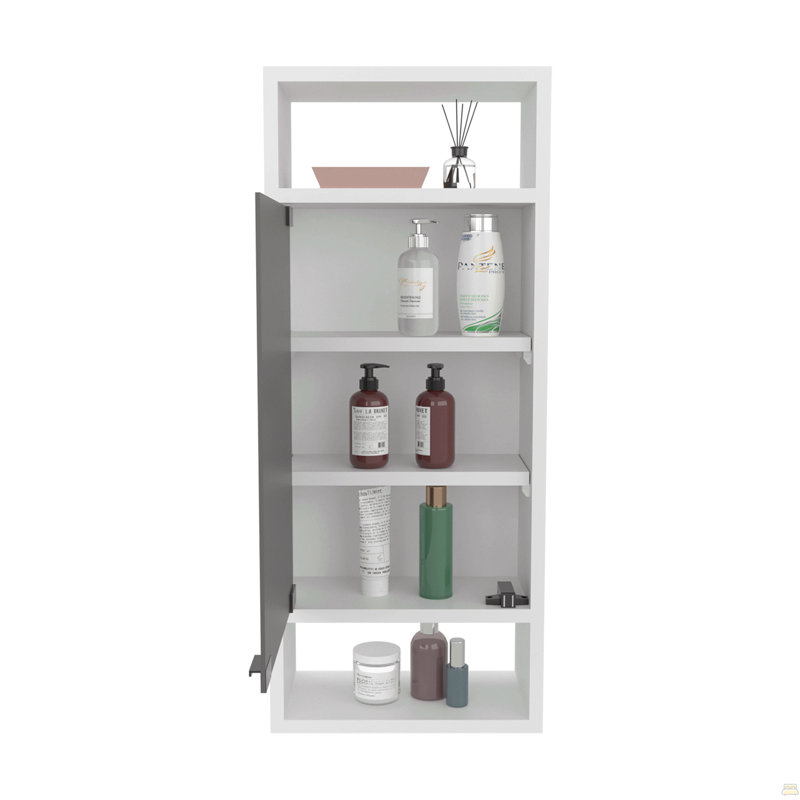 Armoire à pharmacie murale à miroir avec une porte et des tablettes de rangement intérieures Uros, blanc
