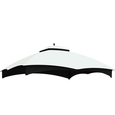 10X12 Gazebo Replacement Top, , Protected, Water-Repellent, Fade , With Air Vent And 2 Drainage Holes, White Canopy Drain Fabric Top