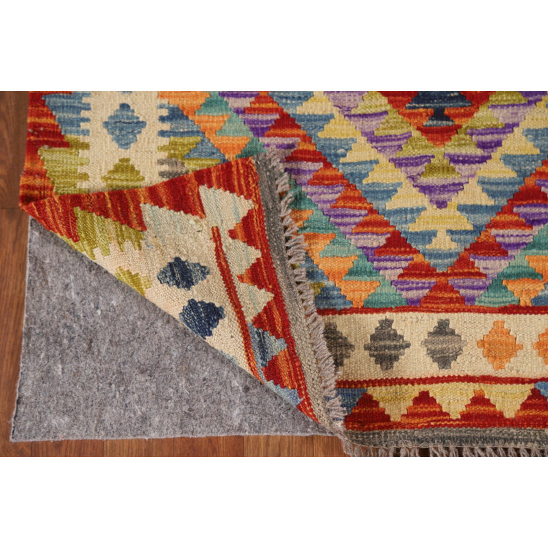 Tapis oriental multicolore en laine Kilim 3 x 5