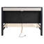 Lit double contemporain de style contemporain avec capitonnage à canaux verticaux, éclairage à commande tactile à DEL, garniture cloutée et tablette de tête de lit 3 options de gradation, tête de lit, tablettes de rangement-129996425-129996424