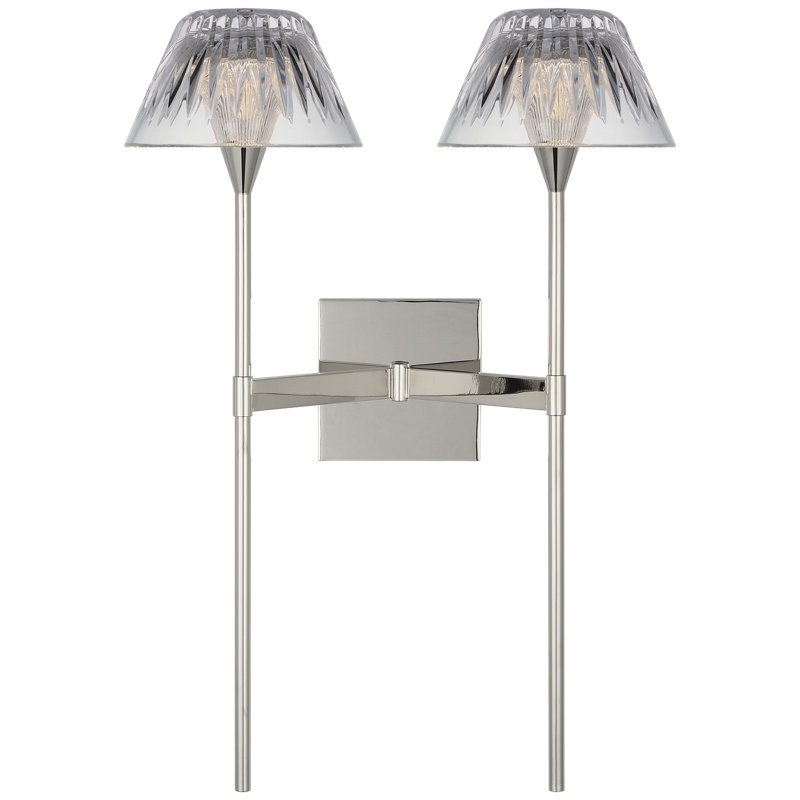 Waterford Blaze 19" 2 Light Tail Sconce with Clear Crystal, Polished Nickel