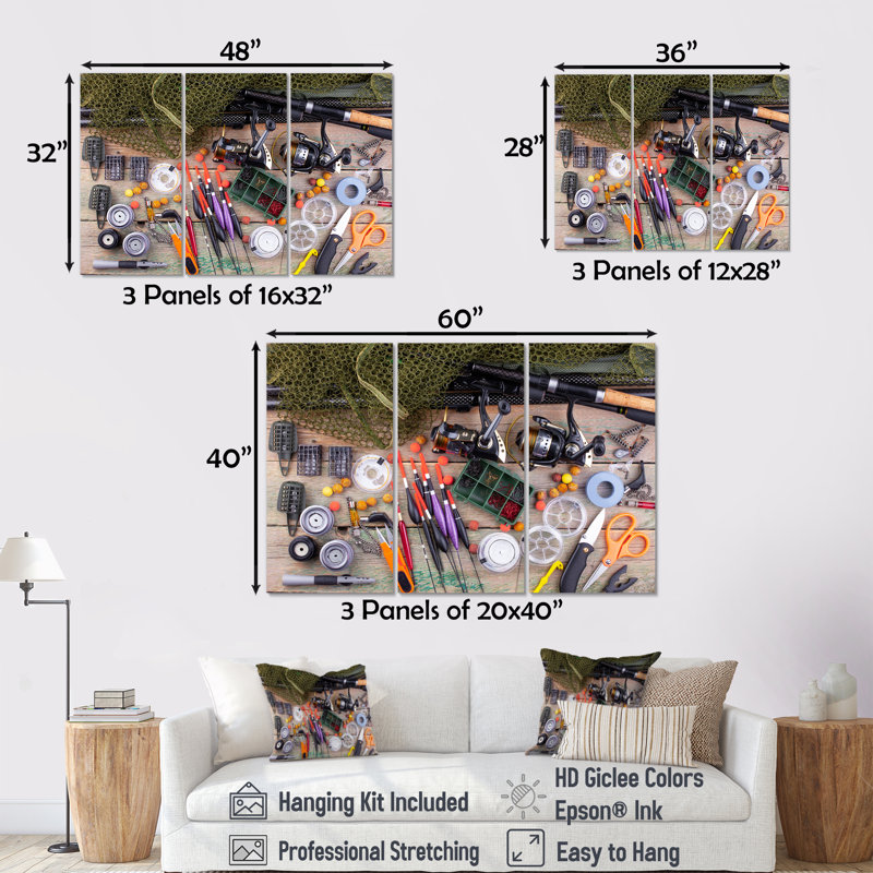 Finishing Equipment II - Hunting & Fishing Canvas Art Set, 28" H x 36" W