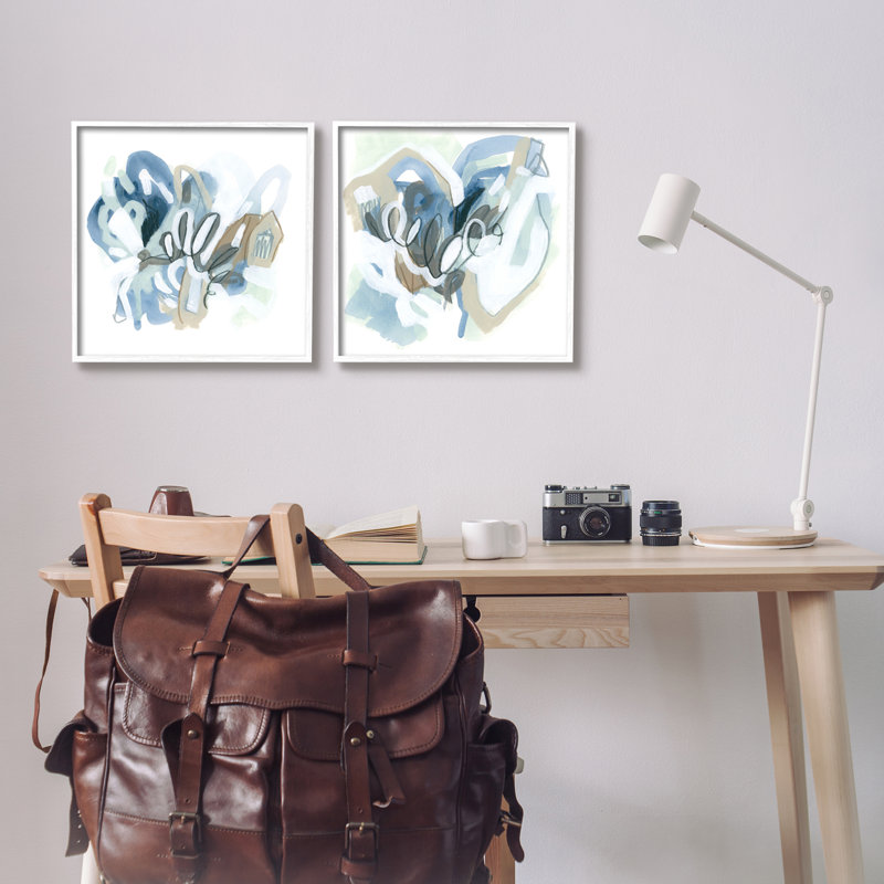 Contemporary Contemporary Squiggle Composition par June Erica Vess - Ensemble de 2 peintures sur bois