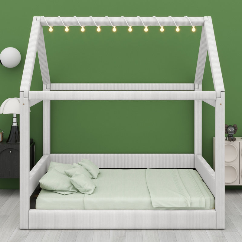 Lit de jour rembourré avec bandes lumineuses à DEL, Beige
