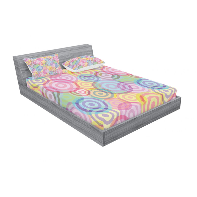 Microfiber Geometric Sheet Set, Queen Sheet Set with Fitted Sheet
