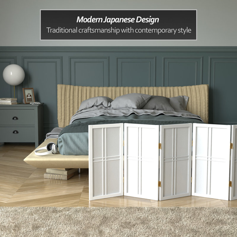 Keitez 24" H Short Folding Screen, White, 6