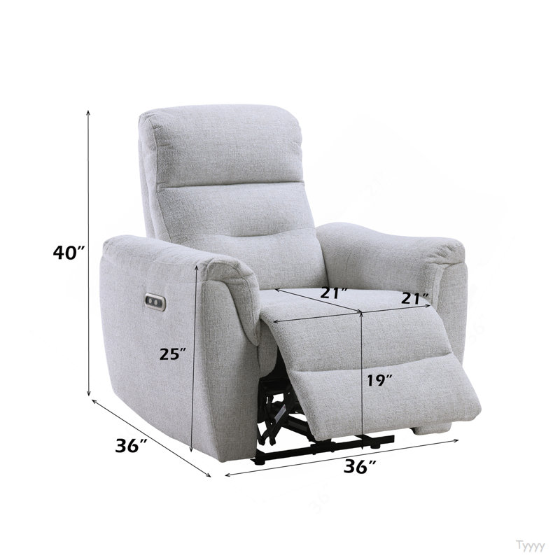Fauteuil inclinable électrique en chenille gris Eastre avec port USB