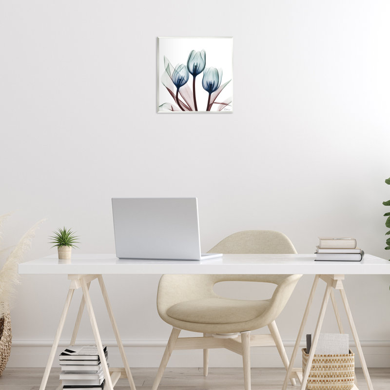 Chic Blue Translucent Tulips Wall Plaque, design by Albert Koetsier