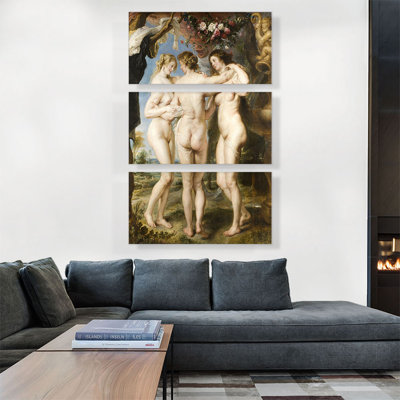 «The Three Graces 1635» par Peter Paul Rubens - ensemble de 3 reproductions d'art sur toile tendue