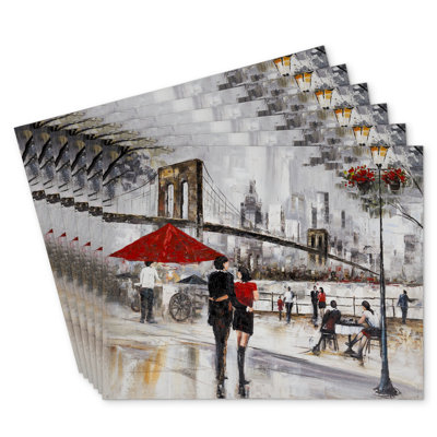 Polyester Eiver Set of 6 - Couple in New York City Decor