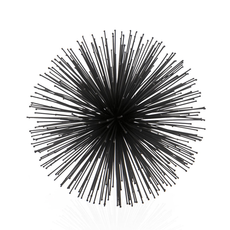Erizo Spiked Large Sphere, 10" H x 10" W x 10" D, Black