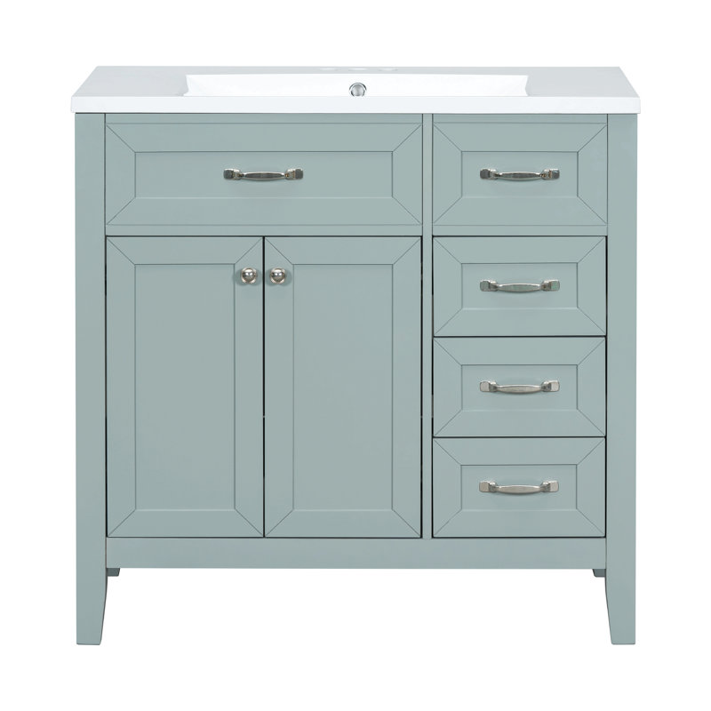Ensemble de meuble-lavabo 36 po avec lavabo, armoire de salle de bain avec tiroirs, structure solide et panneau en bois aggloméré