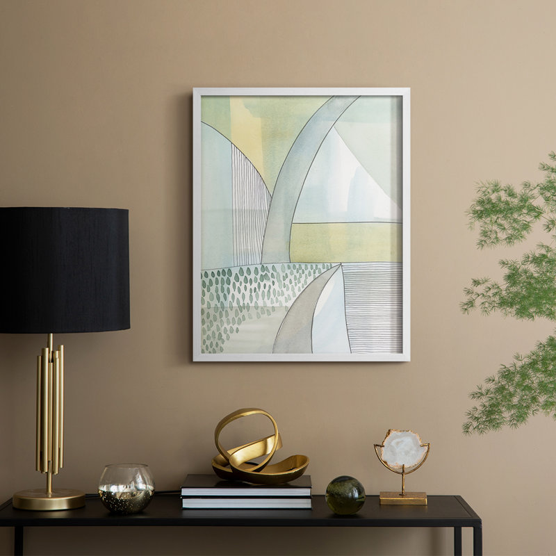 Mint Reflection II Framed Print - Solid Wood, H 21 po x l 17 po, Blanc