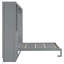 Grand lit escamotable mural avec placard, tiroirs et tablettes, gris