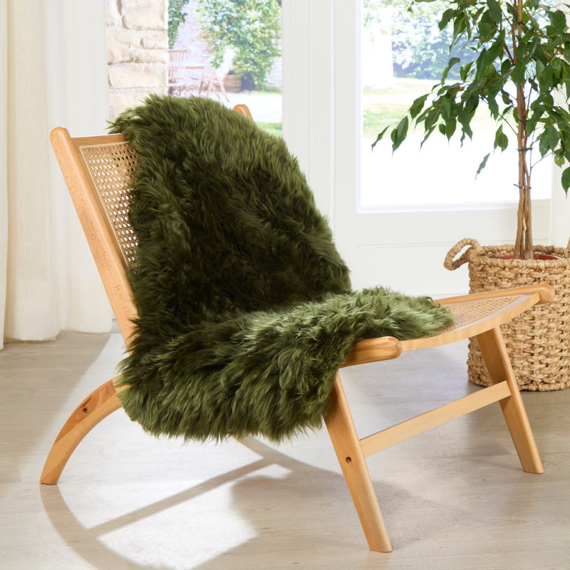 Olmsted Solid Colour Sheepskin Hand Woven Area Rug, Novelty 60 x 120cm