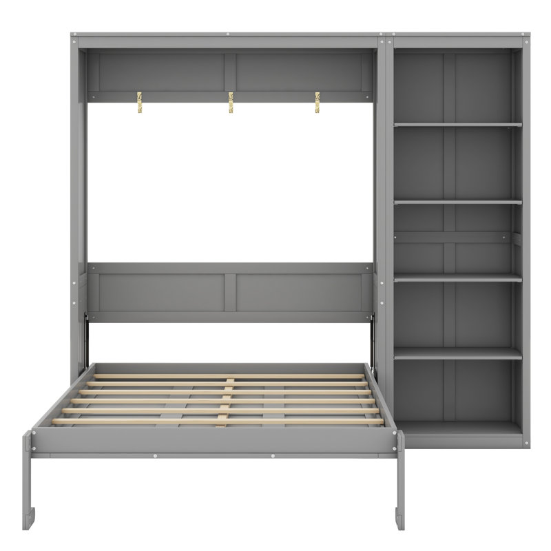 Lit escamotable mural avec tablettes Murphy, Gris