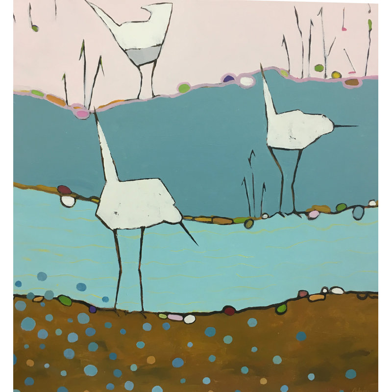 Marsh Egrets 5 Print by Phyllis Adams