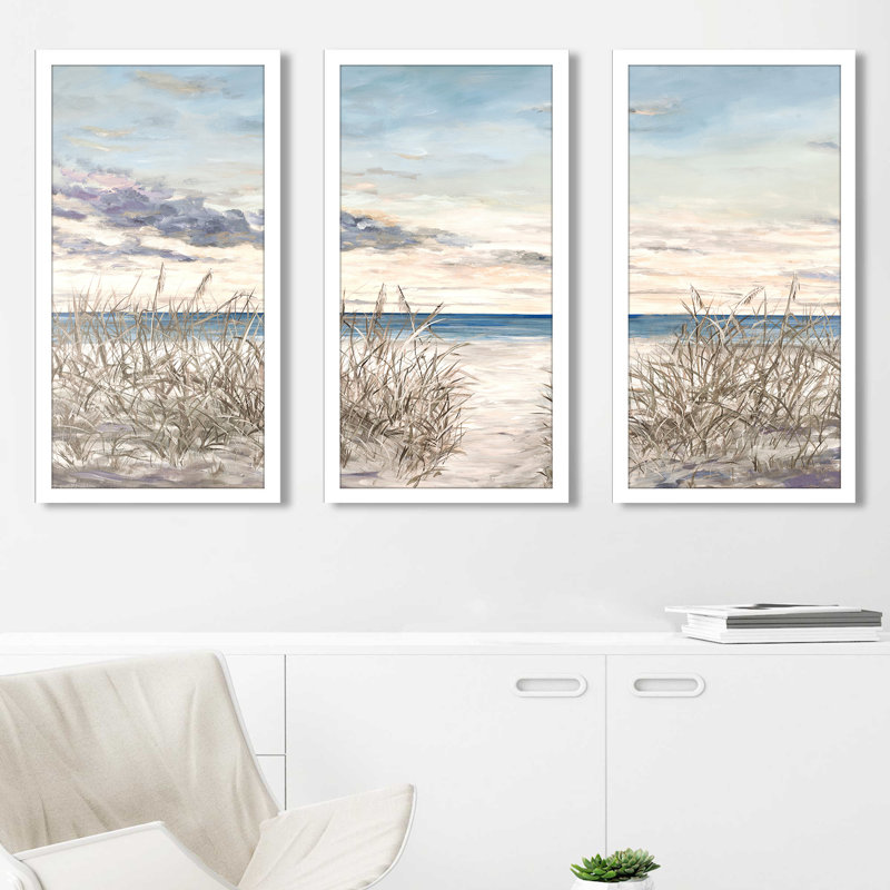 "Peaceful Beaches", impression sur acrylique 3 pièces, H 33,5 po x l 52,5 po x P 1 po