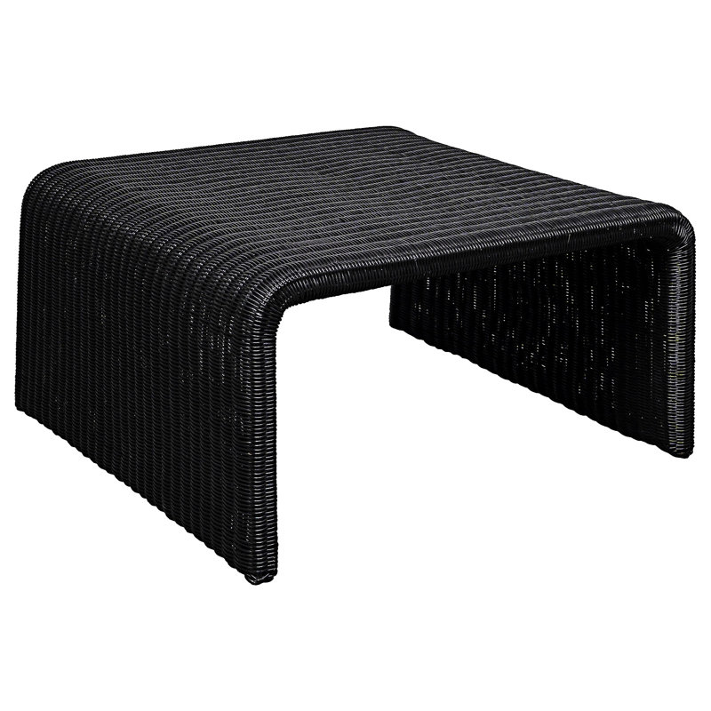 Table basse carrée en rotin tissé