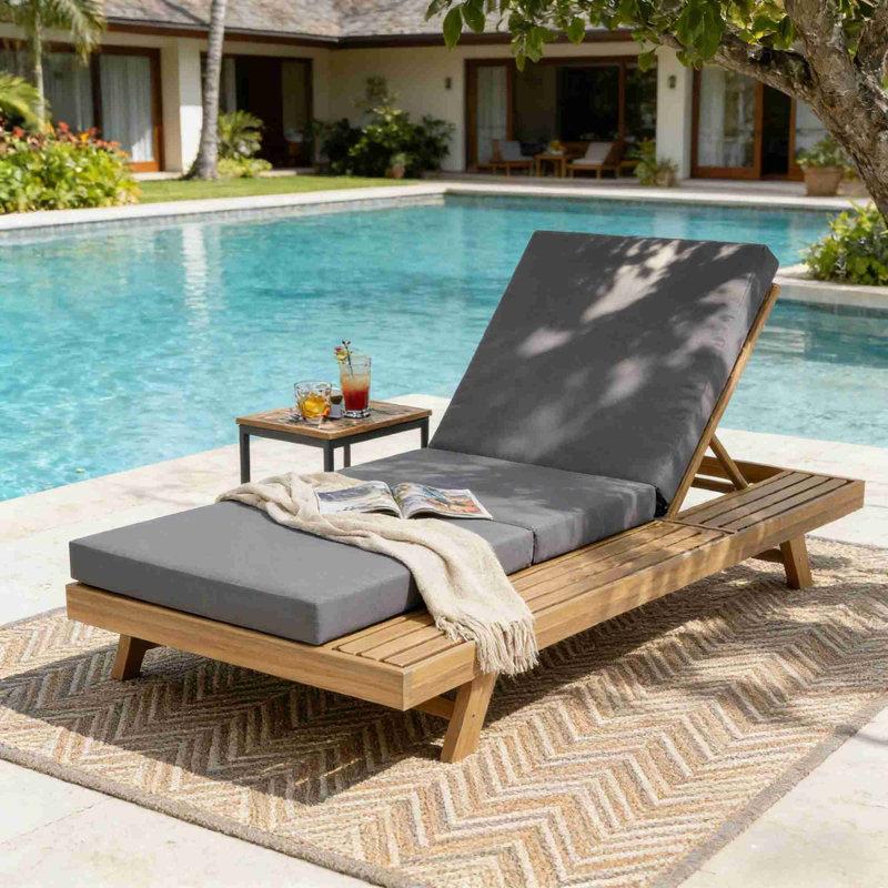 Lounge Chaise Set, Dark Gray, Light Brown