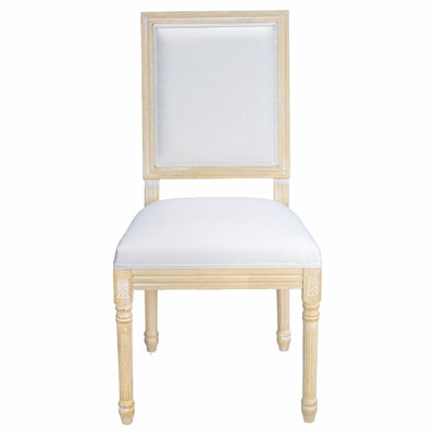 Ensemble de 2 chaises de salle à manger French Country, chaises rembourrées à dossier carré, techniques de tréfilage et de sculpture, démontables, pour le salon, la cuisine, le restaurant, beige