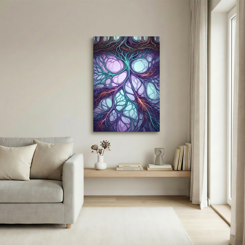«Mauve et bleu sarcelle», art abstrait sur toile, 18"H x 12"W