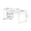Bureau rectangulaire à 2 tiroirs brun noyer + kaki + argent manufacturé + acier inoxydable-356443469-356443468