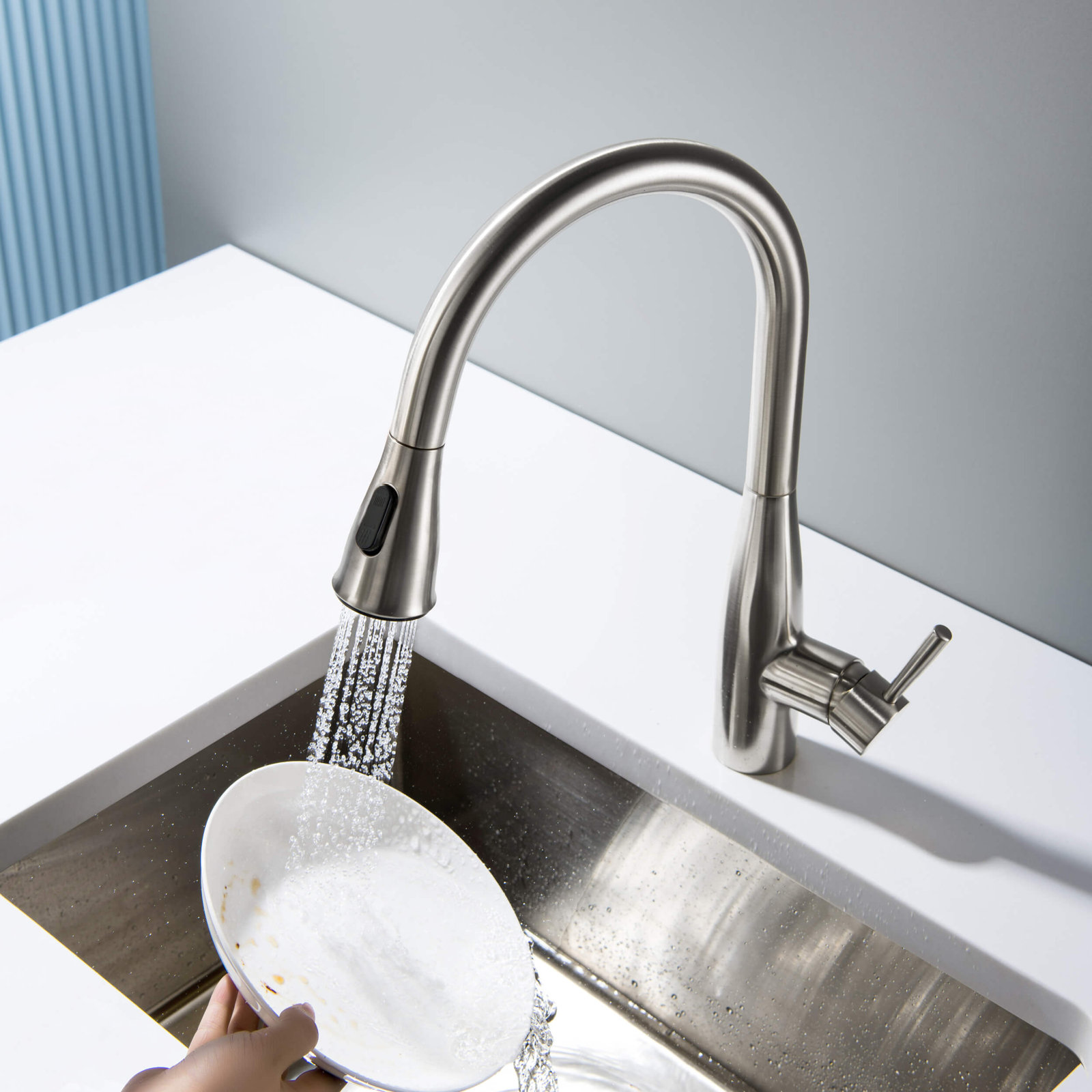 Bari-T Pull-Down Kitchen Faucet, Brushed Nickel