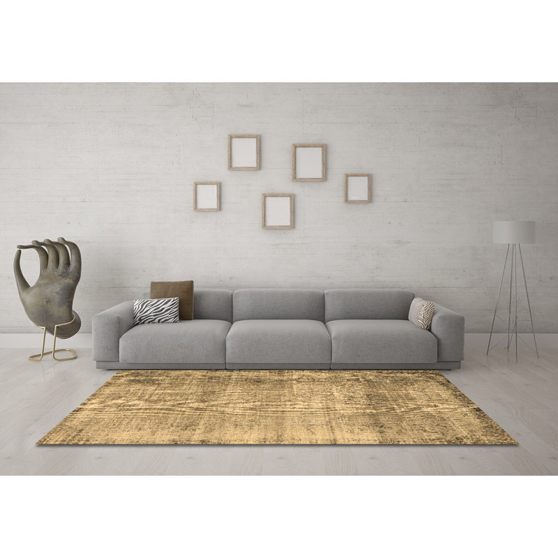 Washable Abstract Indoor Rug, Round 6'