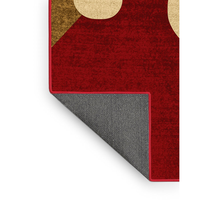 Soft Plush Fearn Christmas Modern & Contemporary Abstract Area Rug in Brown – Red Binding, 8x10