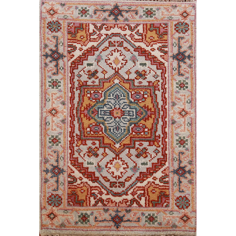 Tapis indien traditionnel fait à la main gris 2 x 3