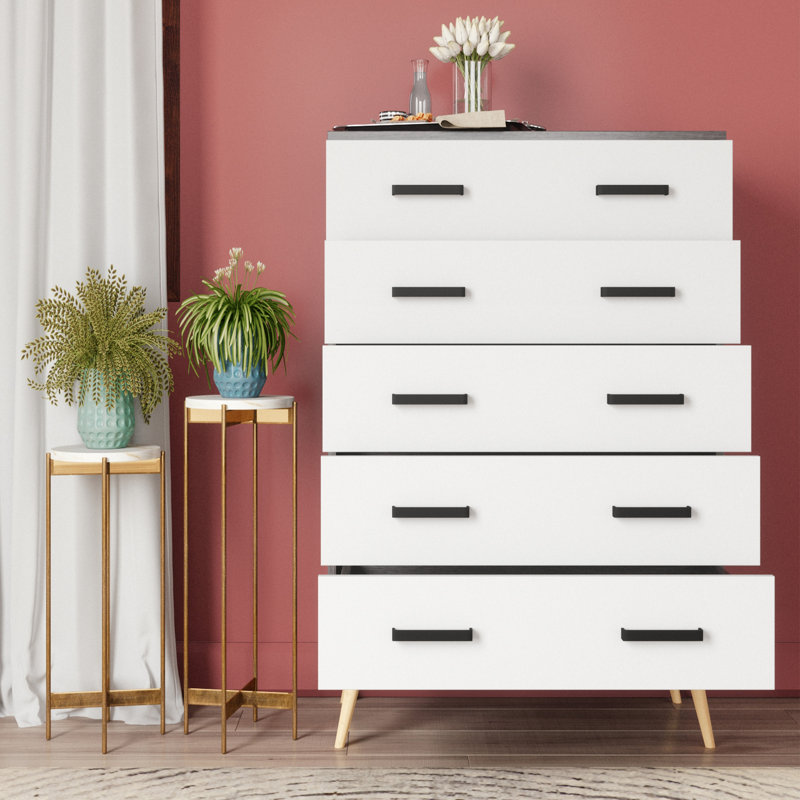 Classic 5 Drawer Chest, Charcoal Oak/Silver Oak