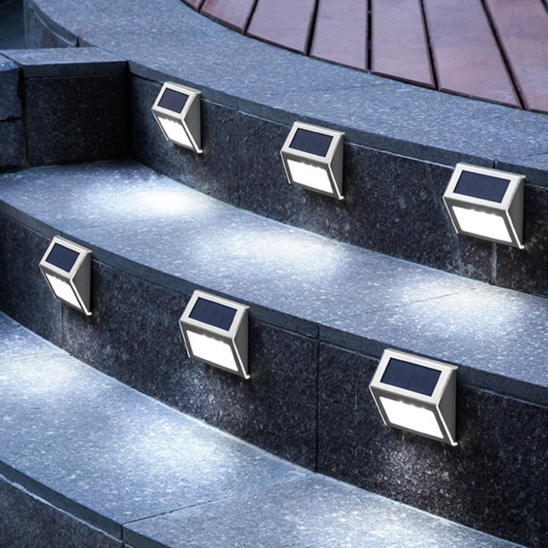 Stainless Steel Solar Powered Integrated LED Metal Step Light (Set of 8) Aptoco