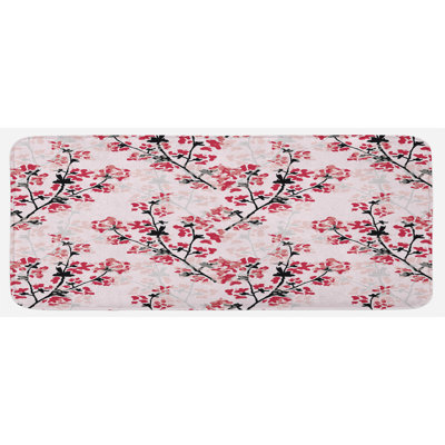 Tapis de cuisine noir rubis rose