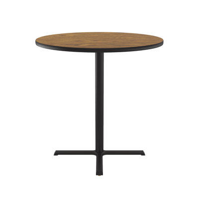 Correll 36 Round, 42 High Café Bistro & Break Room Table, Standing, Barstool Height, Medium Oak Thermal Fused Laminate Top, Cast Iron Base, Tops Made -  Correll, Inc., BBZXB36TFR-06