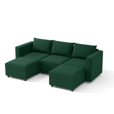 BOX MODULE STO SOFA 90'' 5 Piece Upholstered Modular Sectional Sofa with Storage