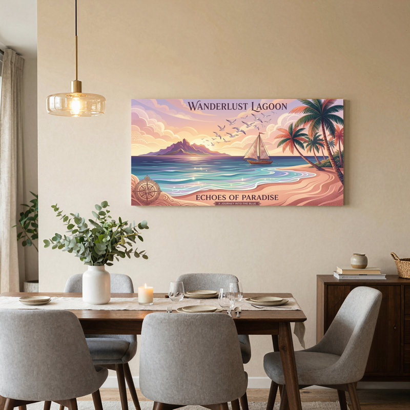 Ensemble de 1 tableau sur toile « Coucher de soleil tropical », 4020