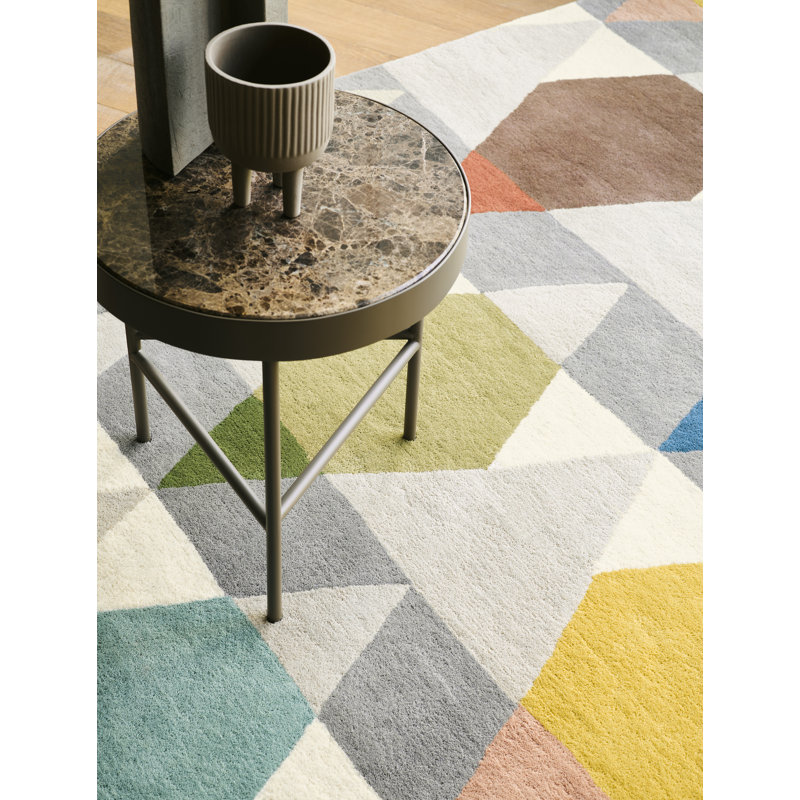 Hand Tufted Wool Geometric Area Rug, Rectangle 8'2" x 11'6"