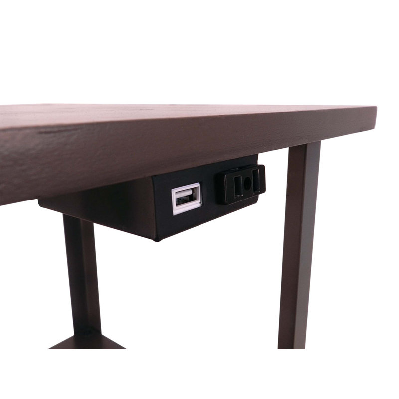 58" Squared Sofa Side Shelves Table Lamp w/ Power Station