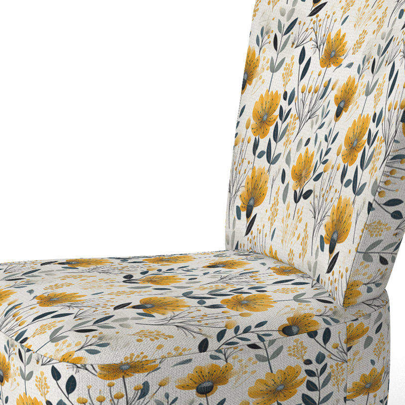 Chaise d'appoint en velours scandinave à motif floral scandinave