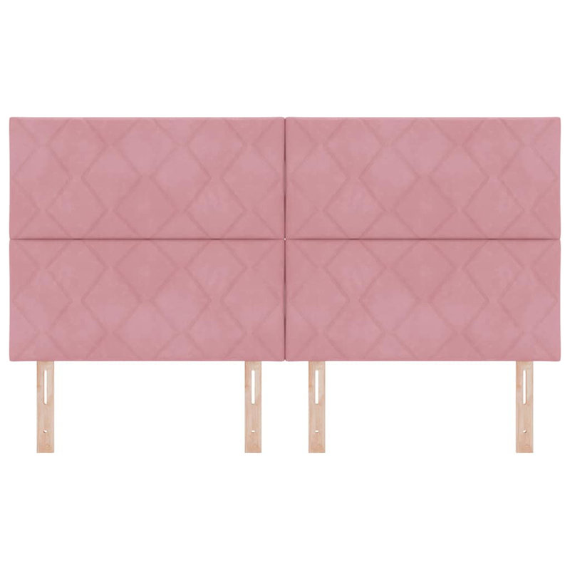  Headboard Wall-Mounted Geometric Velvet, 118cm H x 180cm W x 7cm D, Pink