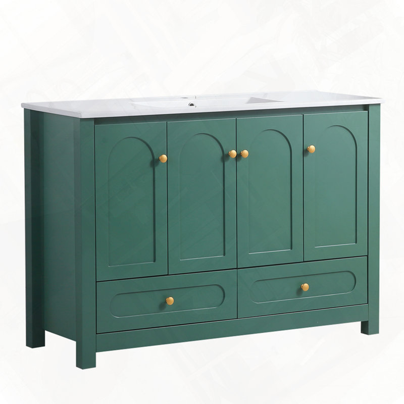 Meuble-lavabo avec lavabo en céramique, Vert