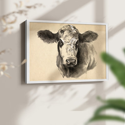 Vache gris anthracite I - impression encadrée - réarmable