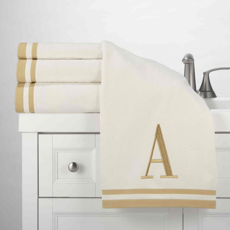 GRY/IVR Monogram Towel Set, 3 Piece Towel Set, Ivory