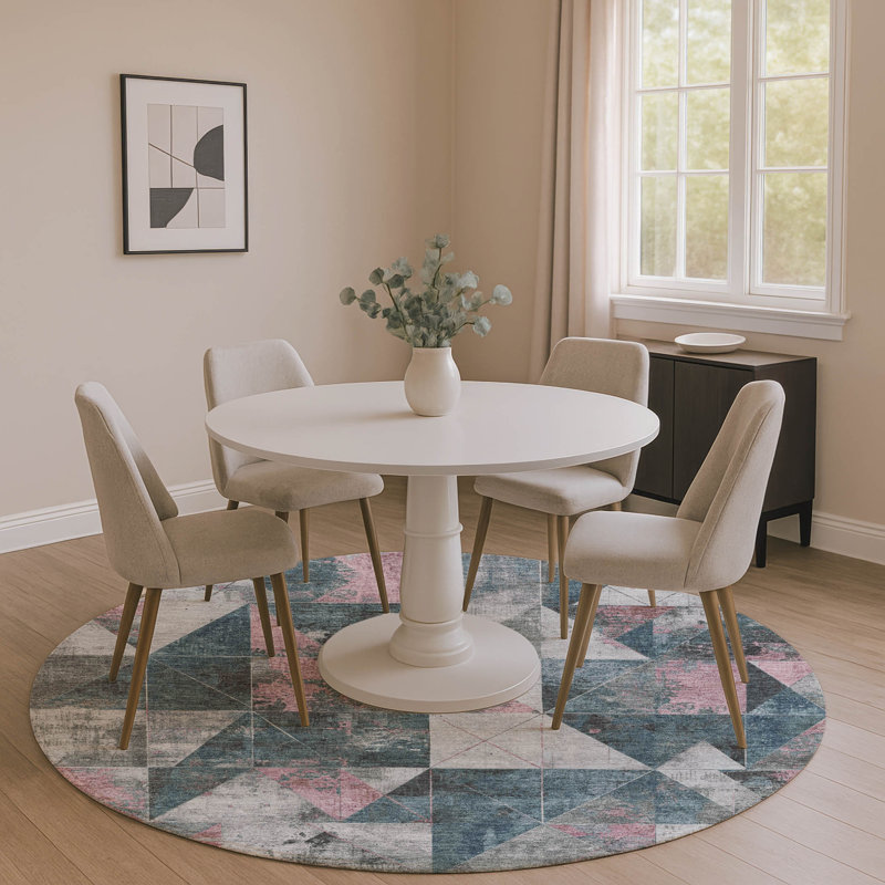 Premium Machine Washable Fairwood AMF1888 Geometric Rug, Round 8'